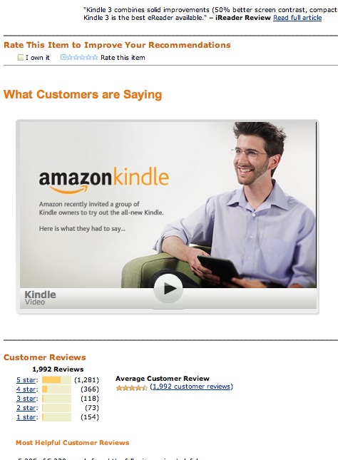 Kindle 3 Customer Testimonials Video on Amazon.com