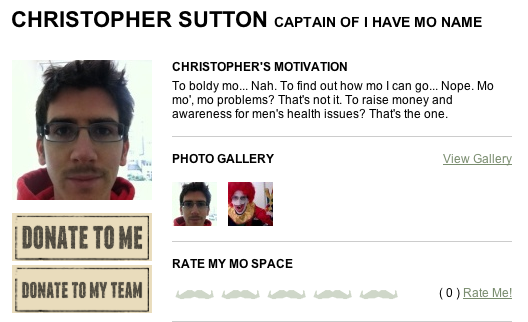 My Movember profile